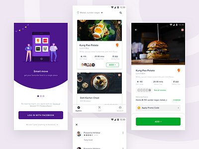 Food App android app card design food drink food app food app ui free free app illustration ios list ui login mobile review slider ui ux vector