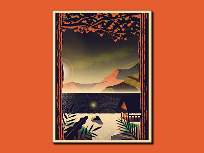 Chill in Samosir chill flare flat illustration indonesia island lake landscape poster rock sky texture toba vector vector729 vegetation