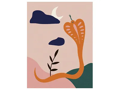 Howlin' Cobra cobra design hand drawn illustration minimal moon mythical simple snake vector vintage