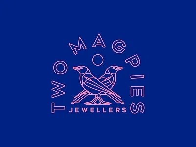 Two Magpies bold branding concept design icon illustration jewellery line art line art logo logo magpies typography vector