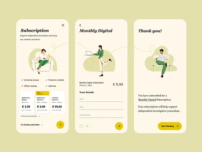 Newspaper Subscription app illustration interaction iphone mobile ui ux