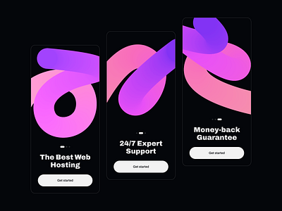 Hosting Onboarding app button dark mode first get started gradient mobile onboarding pink purple