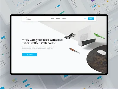 Trust Tracker Website and Dashboard accounting analysis analyst blue chart dashboard document documents graph illustration landing light page responsive saas saas website ux uxui web