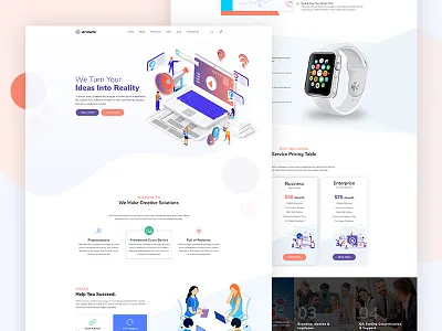 Arrowtic Software Landing Page agency digital marketing gradient illustration landing page design marketing agency online marketing seo software startup vector