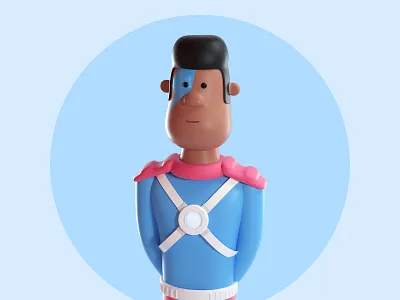 Design Thinking League - Brain man 3d c4d character hero illustration octanerender super hero