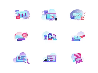 Illustration Set abstract flat gradient icon illustration modern simple vector web website