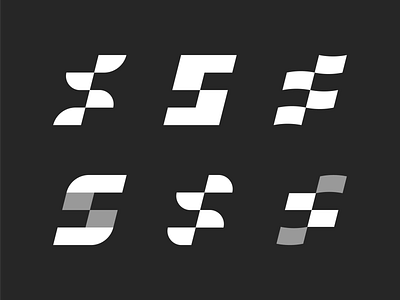 S Mark process auto block bold branding checkered flag digital fast finish line flag ideation identity italic logo marks monogram movement pixel process speed