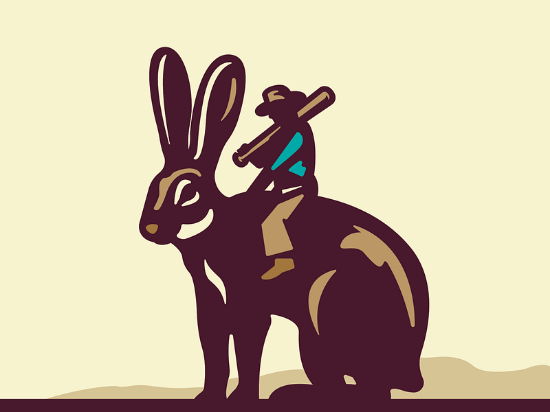 Cattle Punching Jackrabbit baseball cattle cowboy innovators jackrabbit logo milb mountains rabbit southwest sports texas