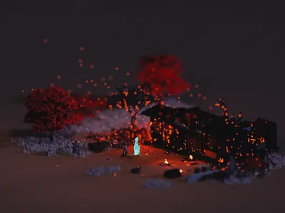 Evening 3d isometric japan lowpoly magicavoxel pixel art videogames voxel voxel art