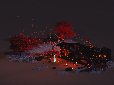 Evening 3d isometric japan lowpoly magicavoxel pixel art videogames voxel voxel art