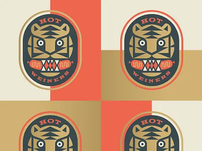 Hot Weiners badge hot hotdog tiger