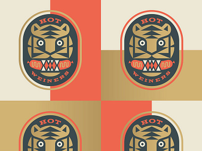 Hot Weiners badge hot hotdog tiger