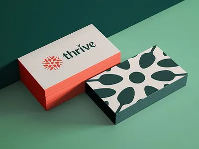Thrive branding - Cards brand identity branding busines card clean contemporary creative graphic design identity inspiration logo logomark mark mockup design modern nutrition stationary design symbol thrive typography visual identity