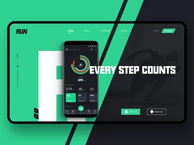 Run App Web app cool design fitness run sports app ui ux web