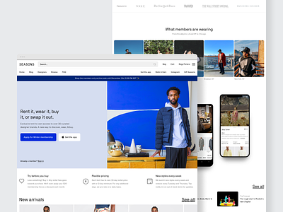 Seasons Homepage app banner browse clean cta design ecommerce fashion flat hero homepage landing landing page native pdp product page shopping ui ux web