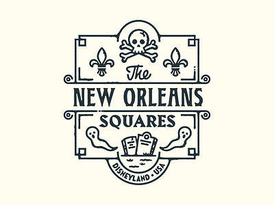 Squares badge badge hunting crest disney disneyland haunted mansion lock up logo skull