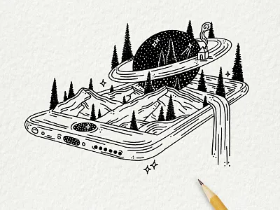 LOOK UP black and white digital inspire look up love nature phone procreate technology world