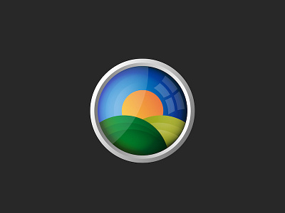 Country landscape 3d glasses icon (adjustment) abstract agricultural agriculture design eco emblem farm field grass landscape line logo organic round logo rural shape sky sun vector