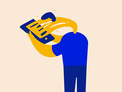 Phone Addiction - Illustration addiction block character color flat flat design illustration phone roughen shape social