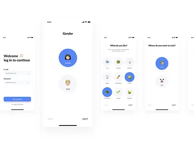 Fitness & Meals App — Onboarding app application design fitness fitness app food gender inputs meals meals app onboard onboarding password select typography ui ui kit ui pack ui template welcome