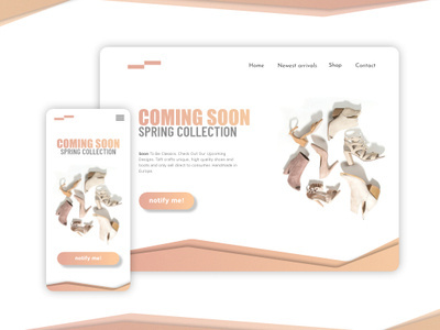Coming Soon Design affinitydesigner appdesign coming soon coming soon page daily 100 challenge dailyui dailyui048 dailyuichallange design madeinaffinity shoe store ui uidesign uidesigner webdesign