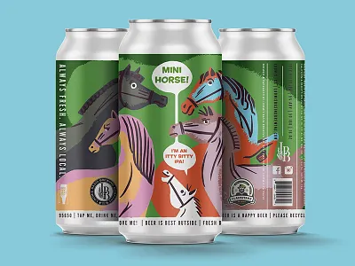 Mini Horse beer cans beer can craft beer horse illustration label mini horse packaging procreate retro