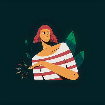 Check my nails animation design fashion geometric ginger girl illustration motion graphics nails portrait stripes