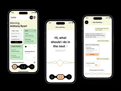 [ai]de - AI Personal Assistant App ai ai app app ui artificial intelligence assistant clean mobile mobile app mobile app design mobile ui personal assistant ui uidesign uidesigner uiux uiuxdesign userinterface voice voice command