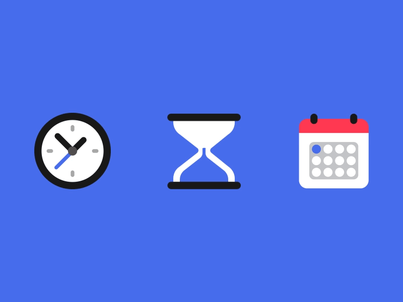 ▶ Animated Icons #2 2d after effect animation calendar clock design flat gif graphic hourglass icon illustrator loop motion shot