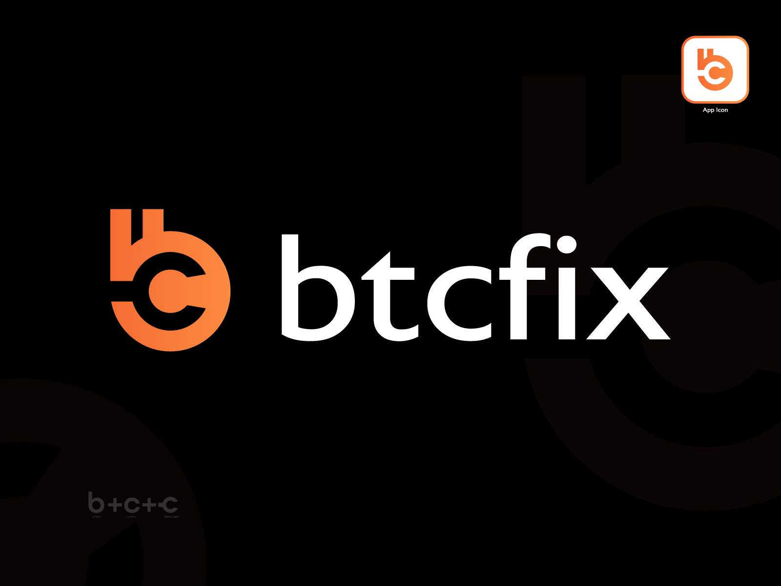 bitcoin logo, btc logo, crypto logo, logo, logo design b letter logo bc letter logo bc logo bitcoin logo branding btc logo btcfix btcfix logo c letter logo crypto logo icon letter logo logo logo design minimal modern logo typography vector wrench logo