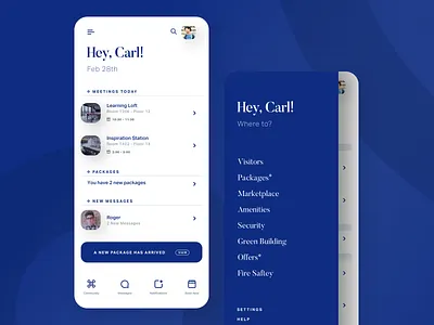 Property Management Platform - Mobile App android app apps blue interface ios iphone menu minimal mobile ui