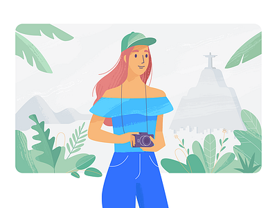 Please.com 2d app characters design explainer flat girl illustration nature shape texture ui vector
