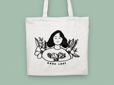 book choy art bok choy book drawing girl hair illustration tote