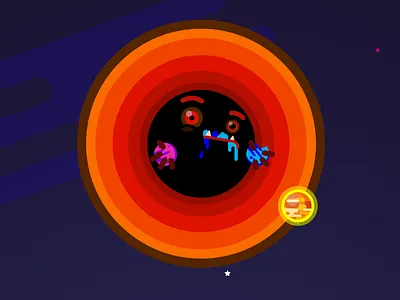 Black hole astronomy black hole character design eat face game design gravity milky way planets stars