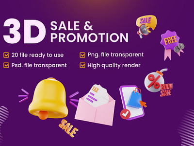 Sale & Promotion 3D Illustration Pack 3d 3d icon 3d illustration 3d object illustration promotion promotion icon sale sale icon ui ux