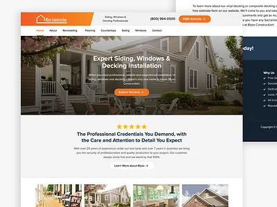 Blyss Construction - Homepage blue branding clean contractor contractors design desktop home home improvement logo mobile app modern orange react remodeler remodeling services ui ix ui template website