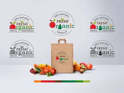 Organic Products - Logo 100 naturals fresh organic products fresh products fruits fruits logo illustration logo organic organic food organic fruits organic logo organic products organic products logo organic vegetables stamp logo design vector vegetables vegetables logo