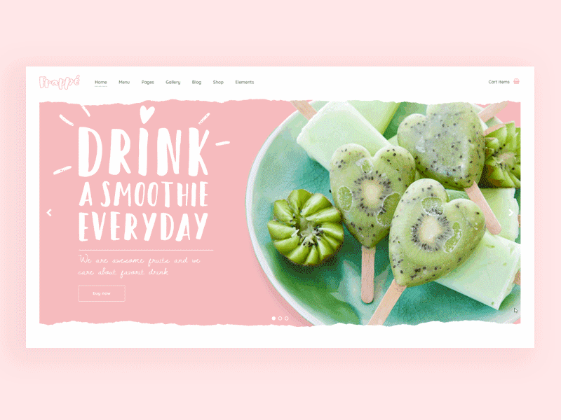 Frappé - Smoothie, Juice Bar and Organic Food Theme bar brand branding creative creative design design food and drink graphic design healthy food blog juice bar organic art typography ui uidesign ux web web design website wordpress wordpress design