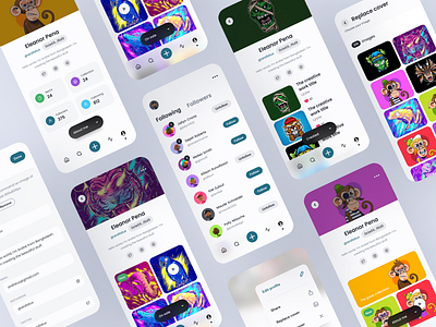 NFT Market App Design app design bitcoin app blockchain cryptocurrency design ui kit graphic design mobile app design nft app nft market ui ui design template ui kit ui ux wireframe