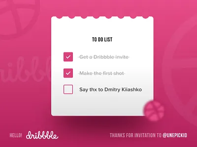 Hello Dribbble checkbox checklist dribbble dribbbleinvite hello dribbble todolist