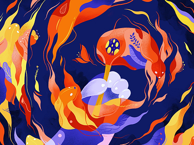 Light up artwork bunny design editorial firework illustration magazine procreate