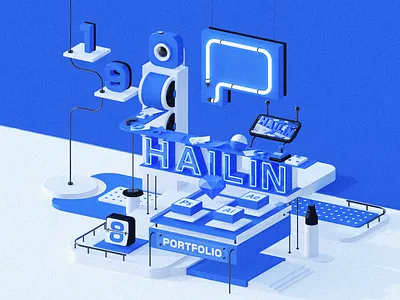 Weihailin Portfolio c4d cinema 4d clean illustration portfolio ui ux web