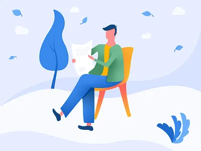 Man reading newspaper Illustration blue clean creative design flat illust illustraion illustraiton illustraor illustratio illustration illustration art man modern newspaper sitting ui uidesign vector web ui