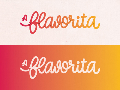 A Flavorita calligraphy gradient orange pink stroke yellow