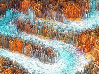 3D Pixel Wind Vision Scene 01 ae c4d design