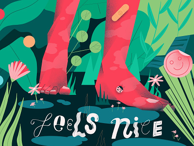Feels Nice design flat geometric illustration lettering light shadows texture typography vector