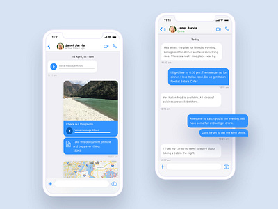 ios Messaging UI android app application bot cards chat design feed ios messaging messenger mobile photos search ui ux