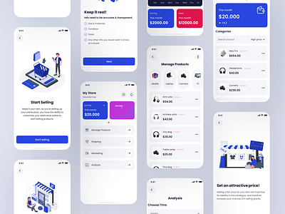 Ecommerce Mobile App Design- Seller mode UI app design design ui kit earnings ecommerce ecommerce app ecommerce seller ecommerce shop graphic design online shop sell online seller mode selling goods ui ui design template ui kit ui ux