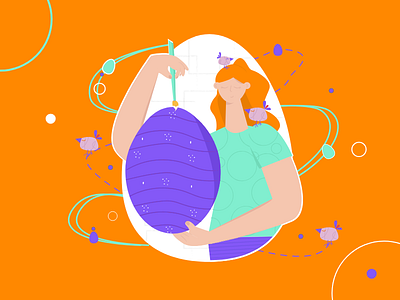 easter II bird easter easter egg funny illustration spring women