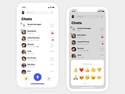 iPhone X | Voice Messenger App app clean design emoji flat idea ios iphone messenger minimal mobile reaction ui ux voice
